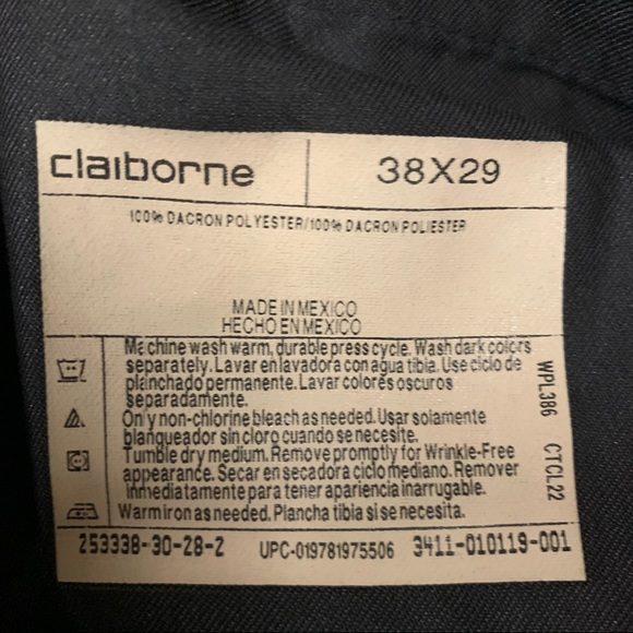 Claiborne Mens Black Double Pleated Cuffed Pants Size 38. - Picture 8 of 10